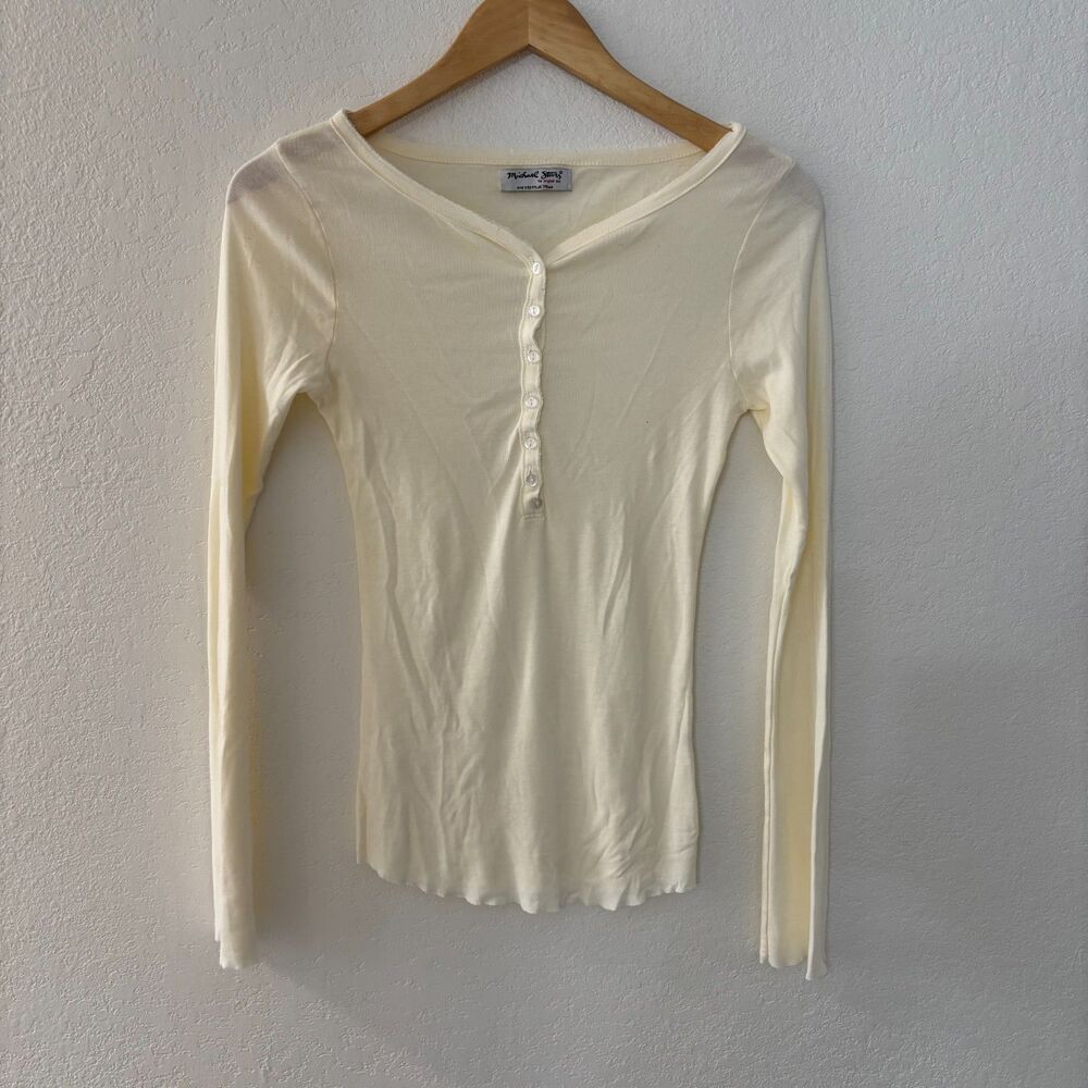 Michael Stars Cream Henley - Picture 2 of 2
